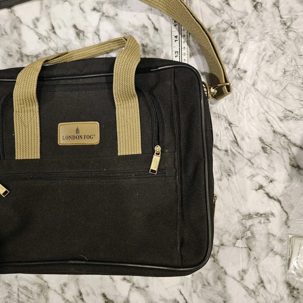 Vintage London Fog Black Laptop Messenger Bag Briefcase‎ Multiple Compartments
